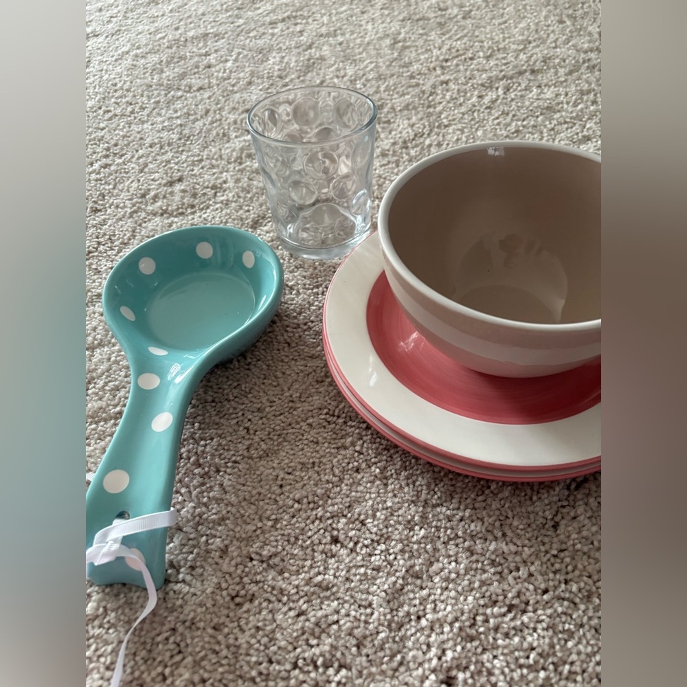 Colorful Kitchenware Set with Polka Dot Ladle